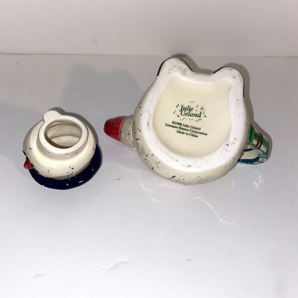 EUC Vintage Enesco Snowman creamer & Christmas Tree Sugar by Julie Ueland 1998 - Picture 8 of 11